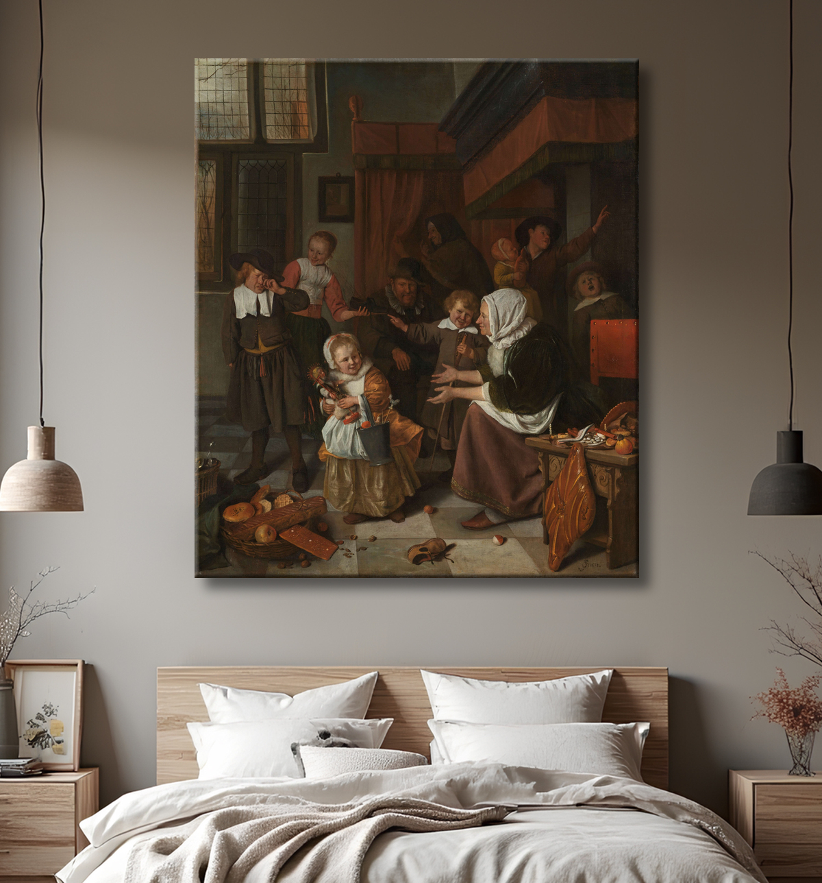 Reproduction La fête de la Saint-Nicolas de Jan Havicksz. Steen avec decor