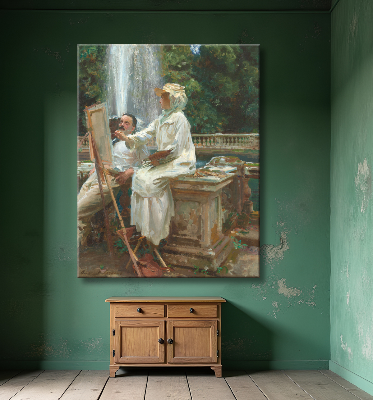 Reproduction La fontaine, Villa Torlonia, Frascati, Italie de John Singer Sargent avec decor