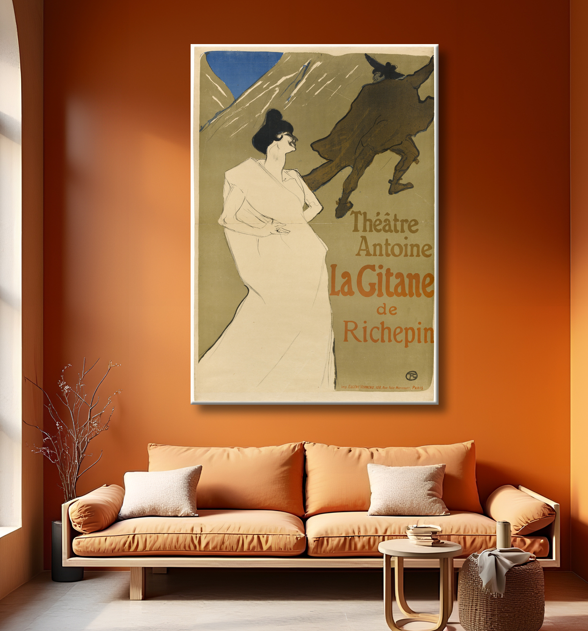 Reproduction La Gitane de Henri de Toulouse-Lautrec avec decor