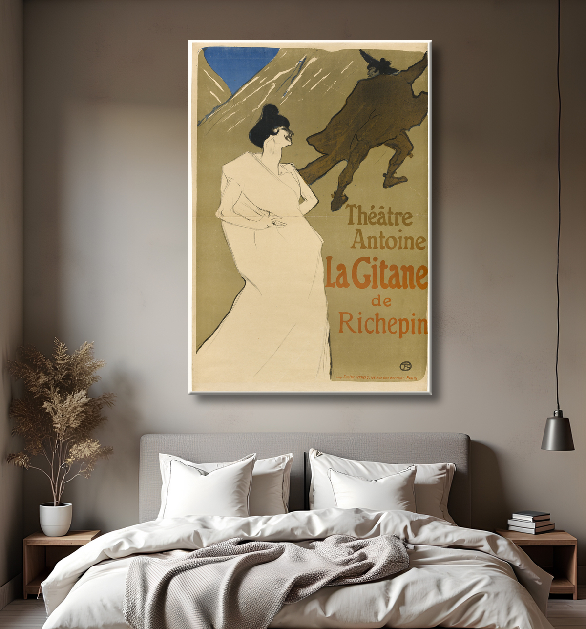 Reproduction La Gitane de Henri de Toulouse-Lautrec avec decor