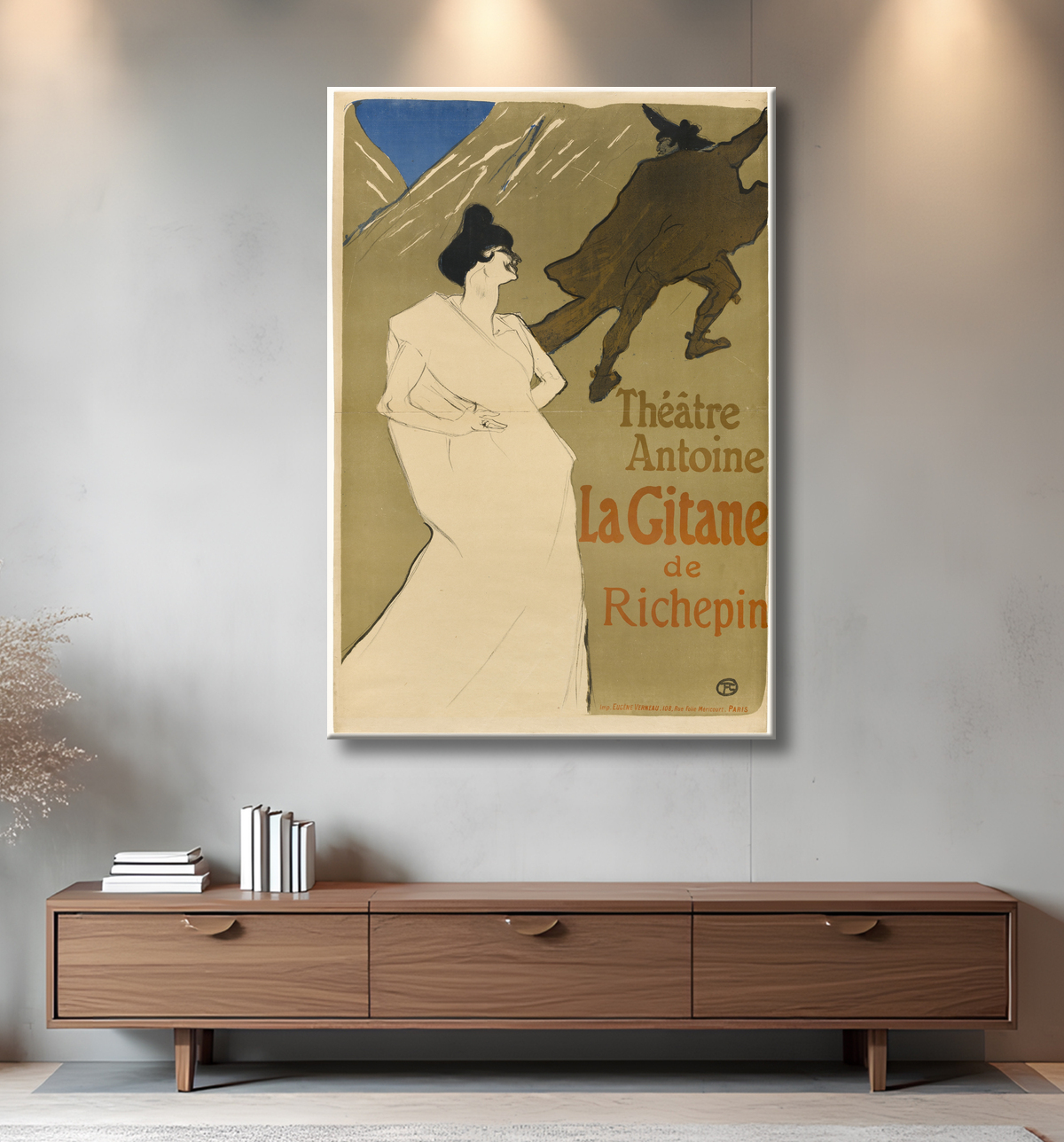 Reproduction La Gitane de Henri de Toulouse-Lautrec avec decor