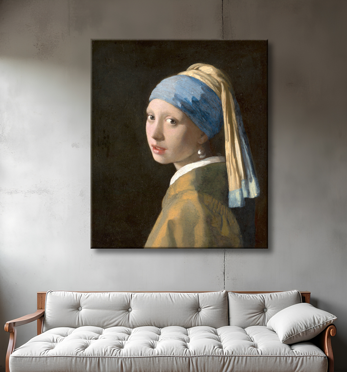 Reproduction Vermeer : La Jeune Fille à la Perle avec decor