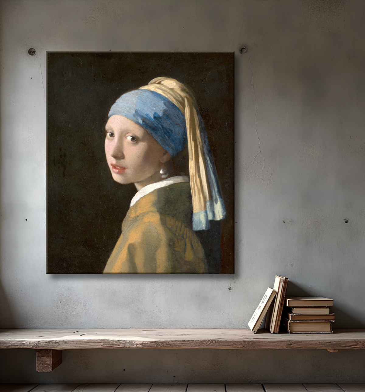 Reproduction Vermeer : La Jeune Fille à la Perle avec decor