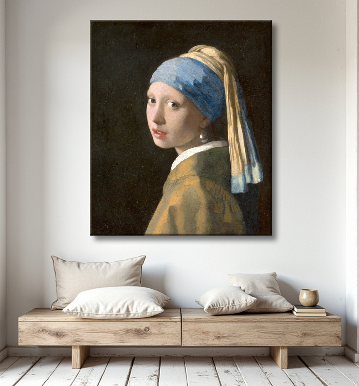 Reproduction Vermeer : La Jeune Fille à la Perle avec decor