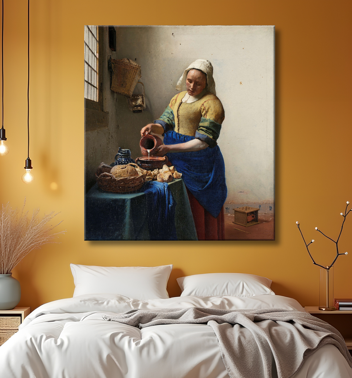 Reproduction La Laitière de Johannes Vermeer avec decor