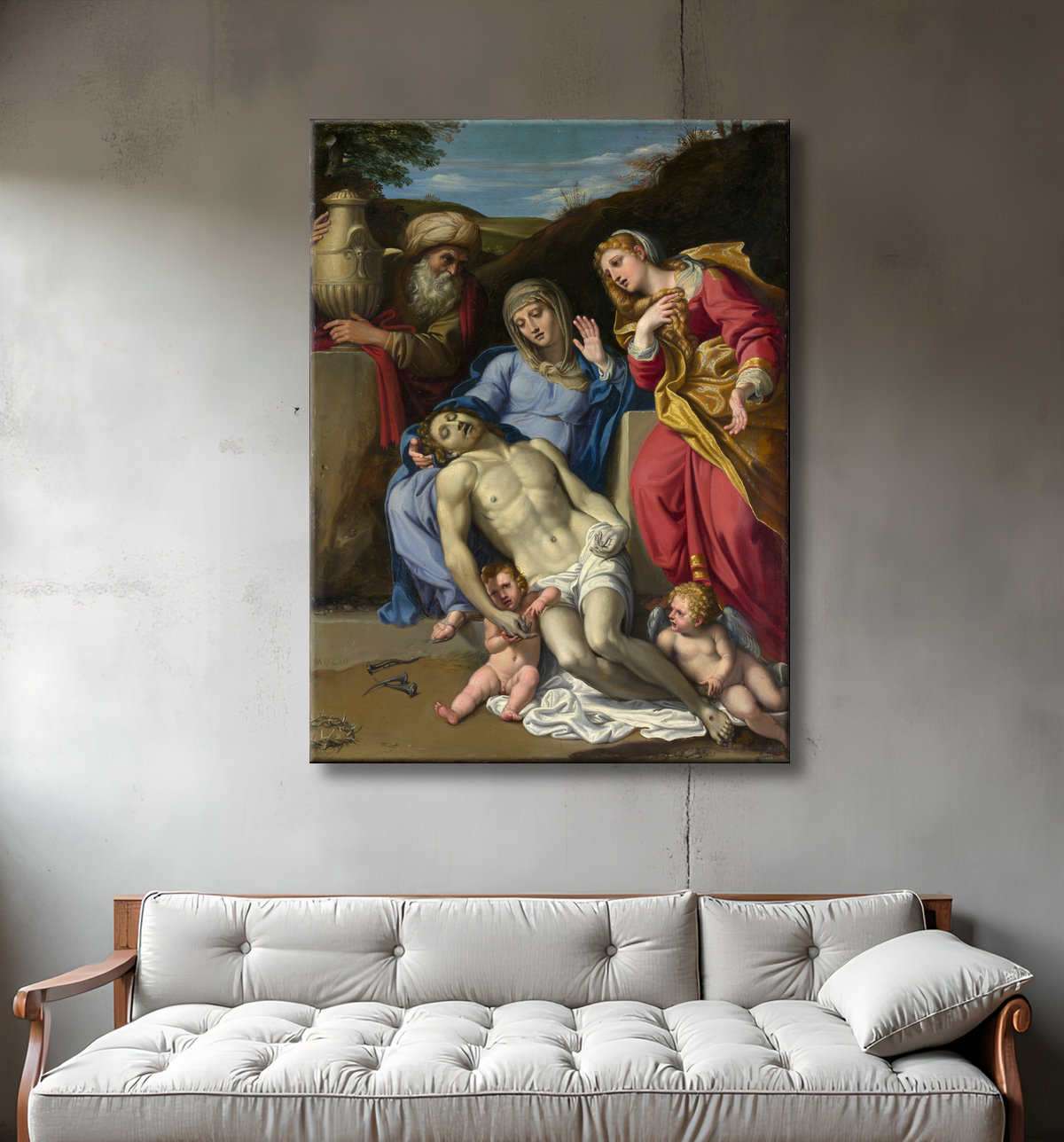Reproduction La lamentation de Domenichino (Domenico Zampieri) avec decor