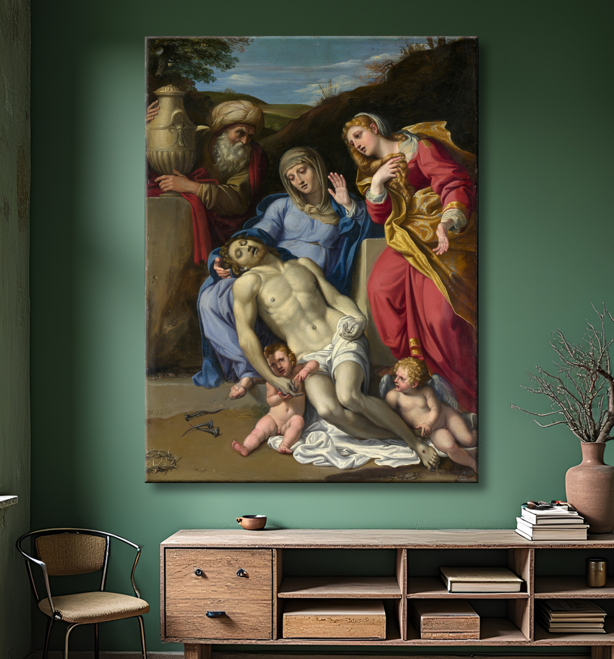 Reproduction La lamentation de Domenichino (Domenico Zampieri) avec decor