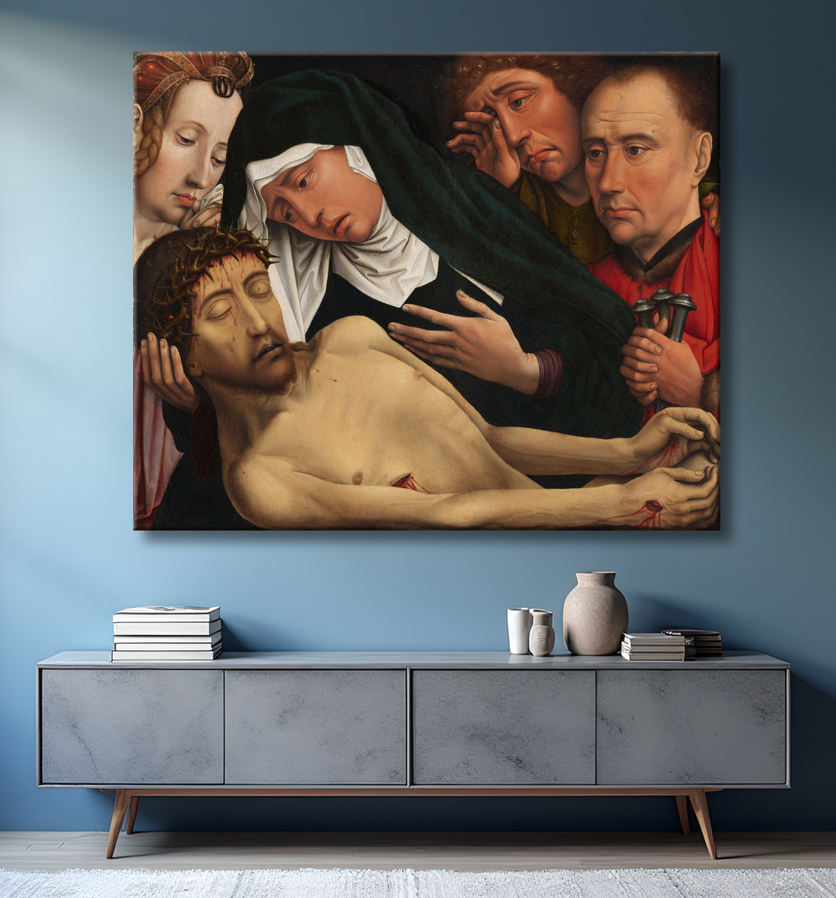 Reproduction La Lamentation du Christ de Colijn de Coter avec decor