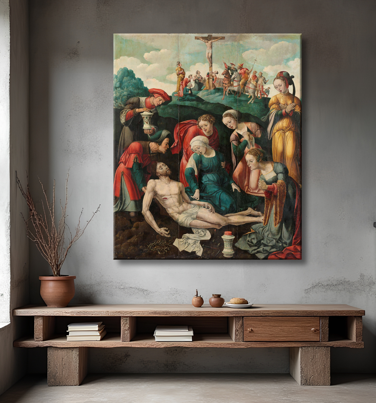 Reproduction La Lamentation du Christ de Cornelis Cornelisz II Buys avec decor