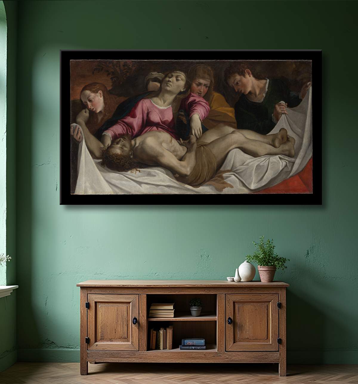 Reproduction La lamentation de Ludovico Carracci avec decor