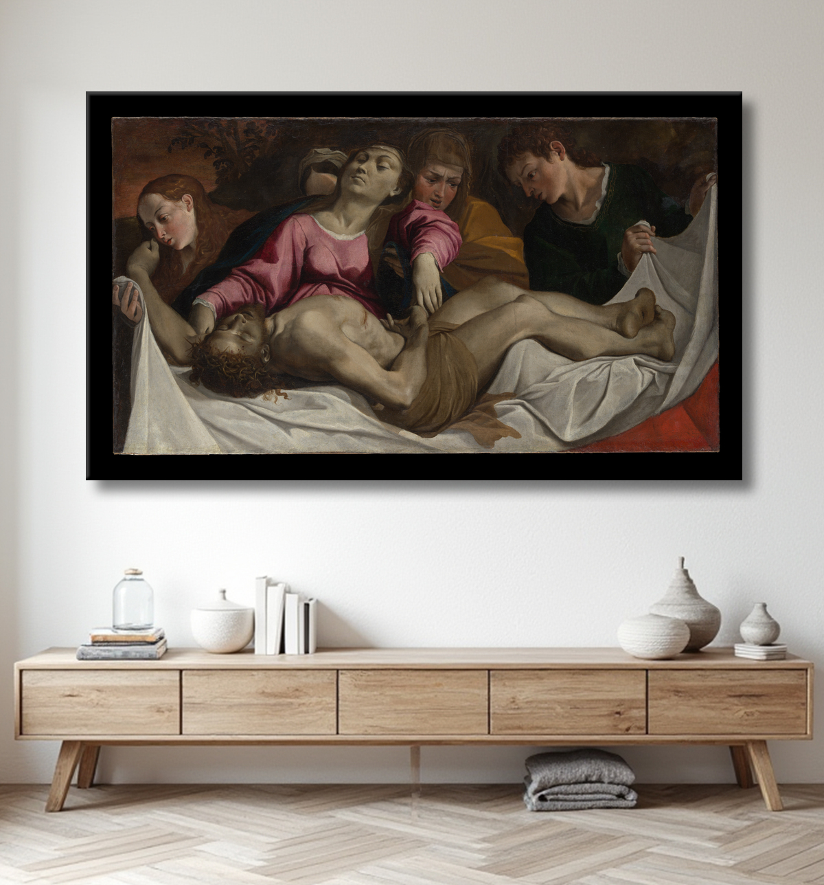 Reproduction La lamentation de Ludovico Carracci avec decor