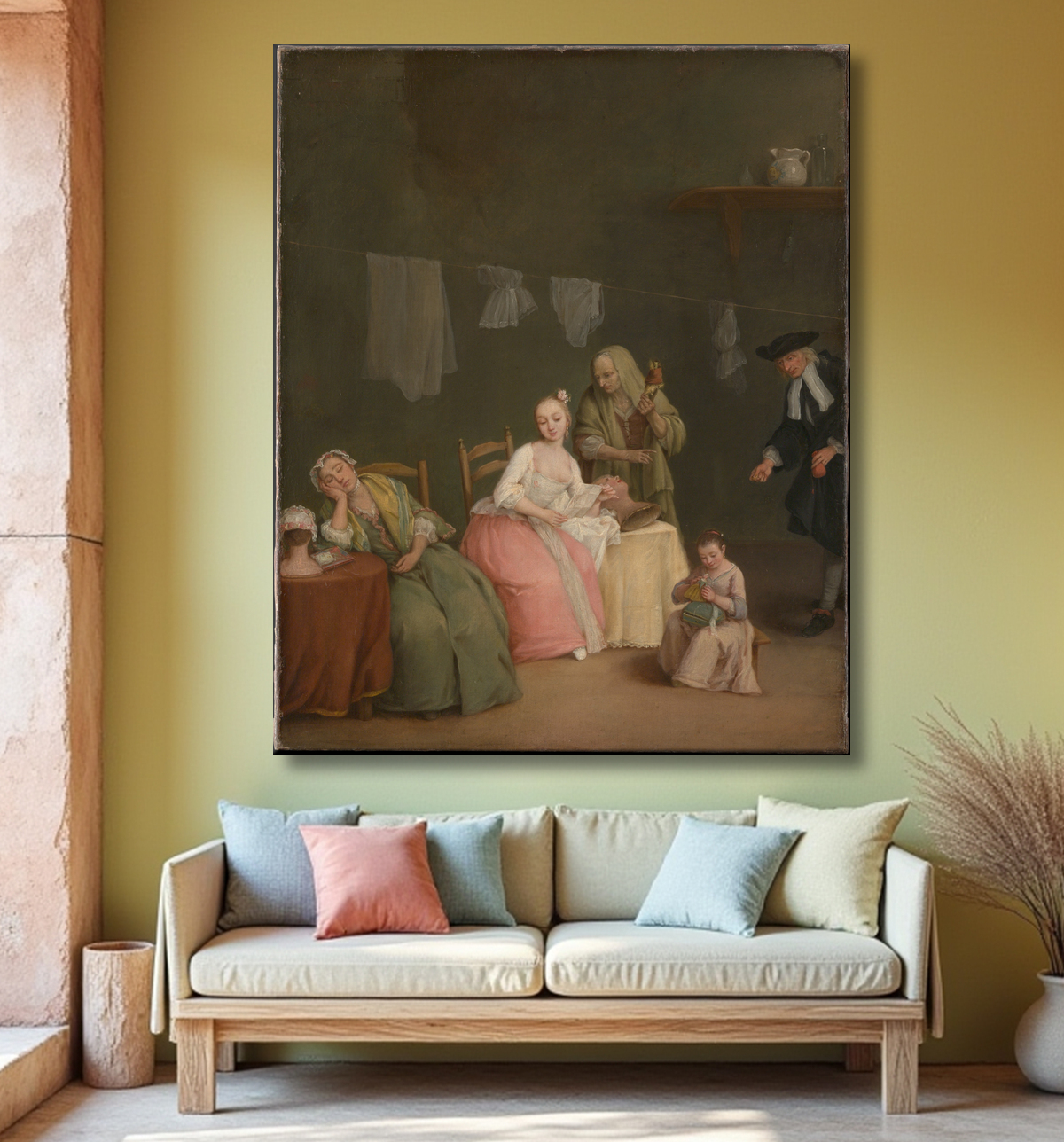 Reproduction La lettre de Pietro Longhi (Pietro Falca) avec decor