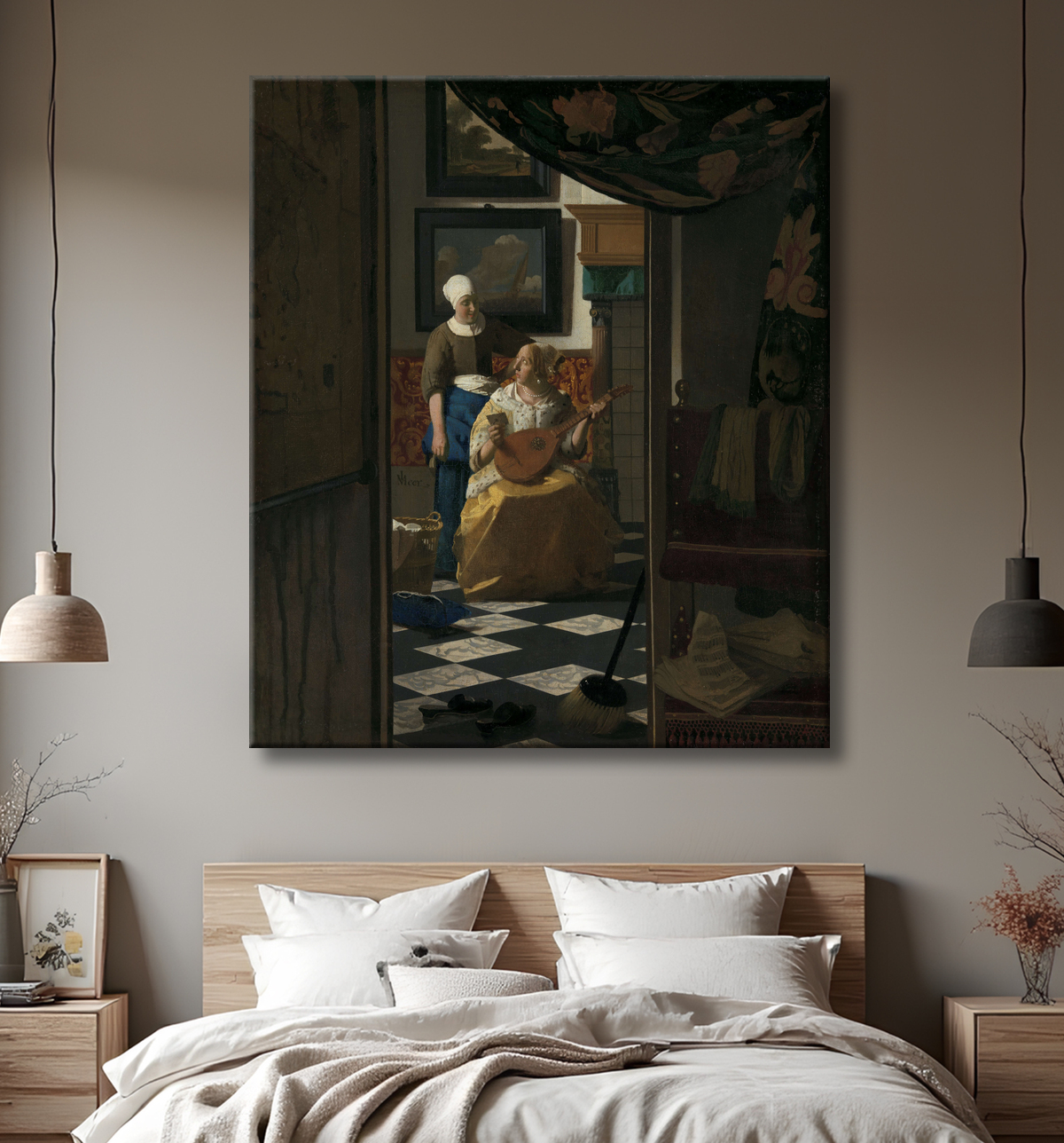 Reproduction La Lettre d'amour de Johannes Vermeer avec decor