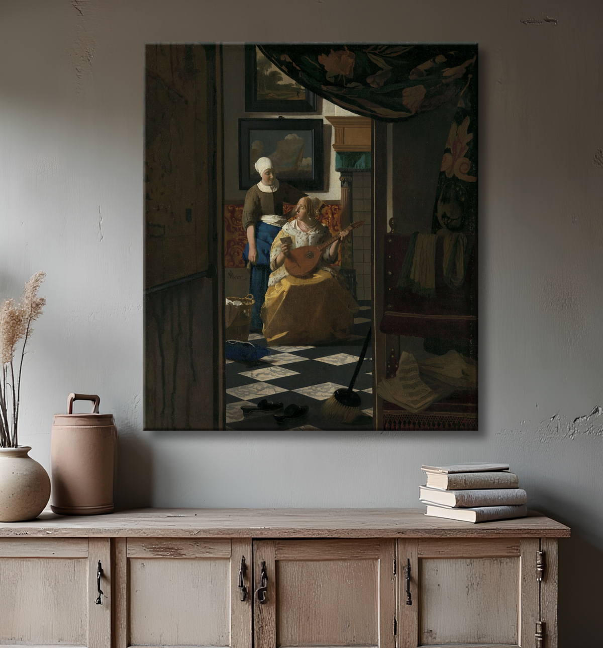 Reproduction La Lettre d'amour de Johannes Vermeer avec decor