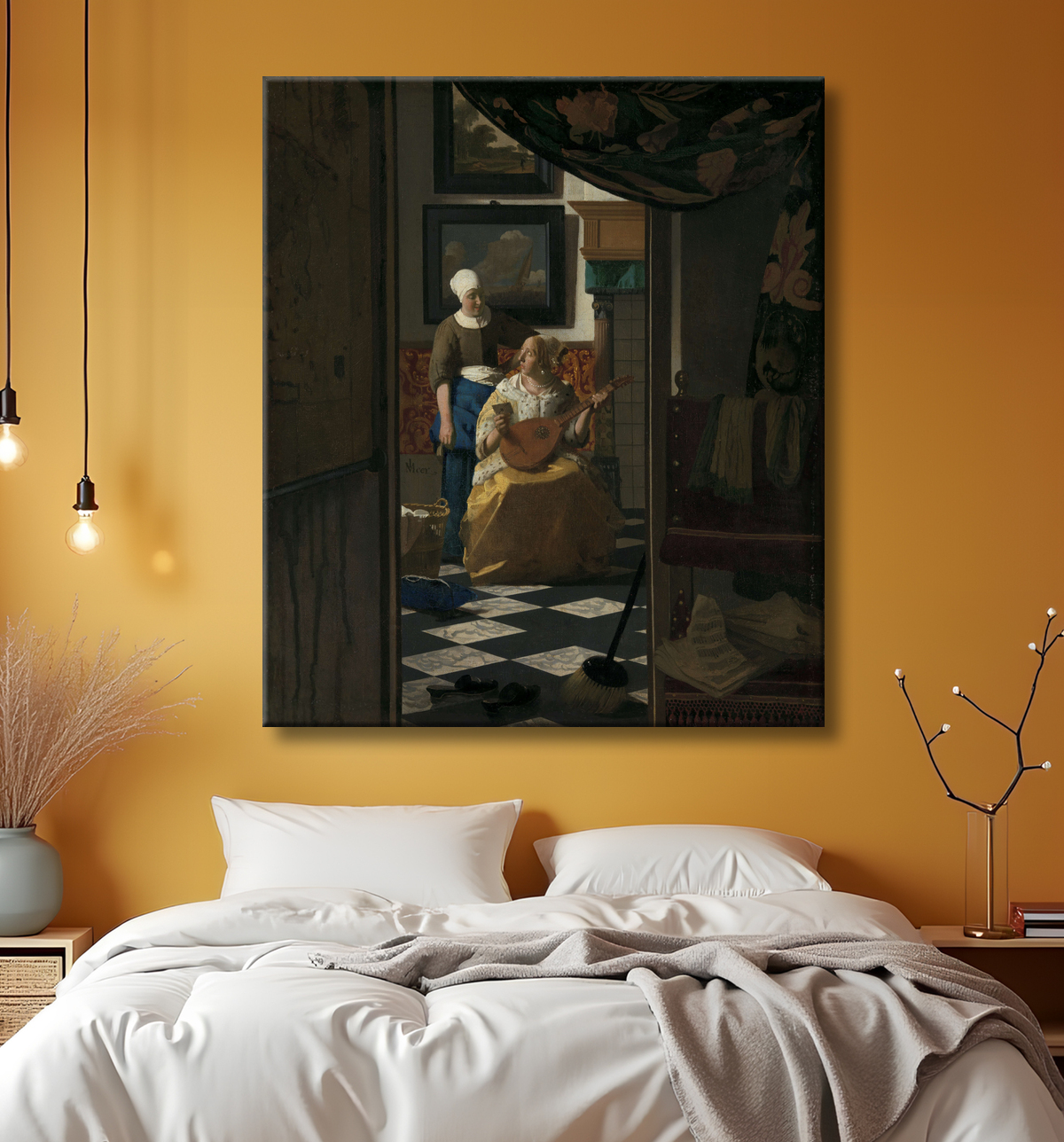 Reproduction La Lettre d'amour de Johannes Vermeer avec decor