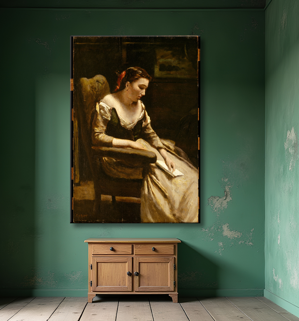 Reproduction La lettre de Camille Corot avec decor