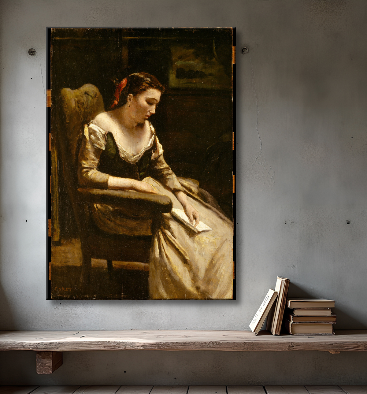 Reproduction La lettre de Camille Corot avec decor