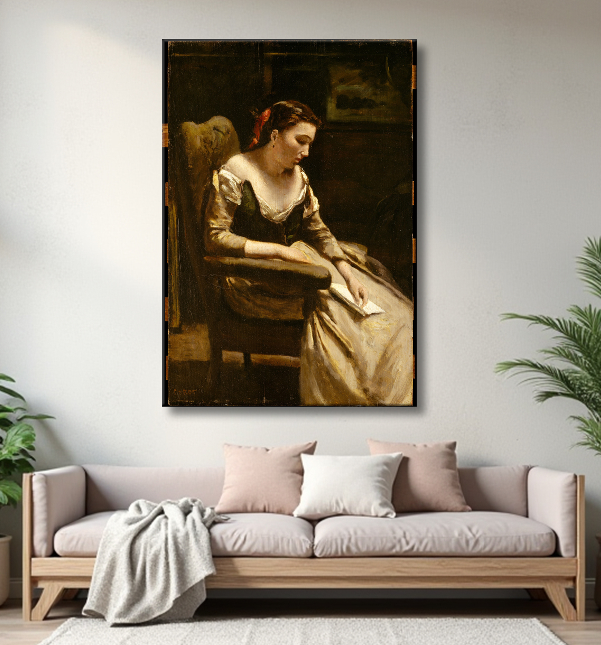 Reproduction La lettre de Camille Corot avec decor