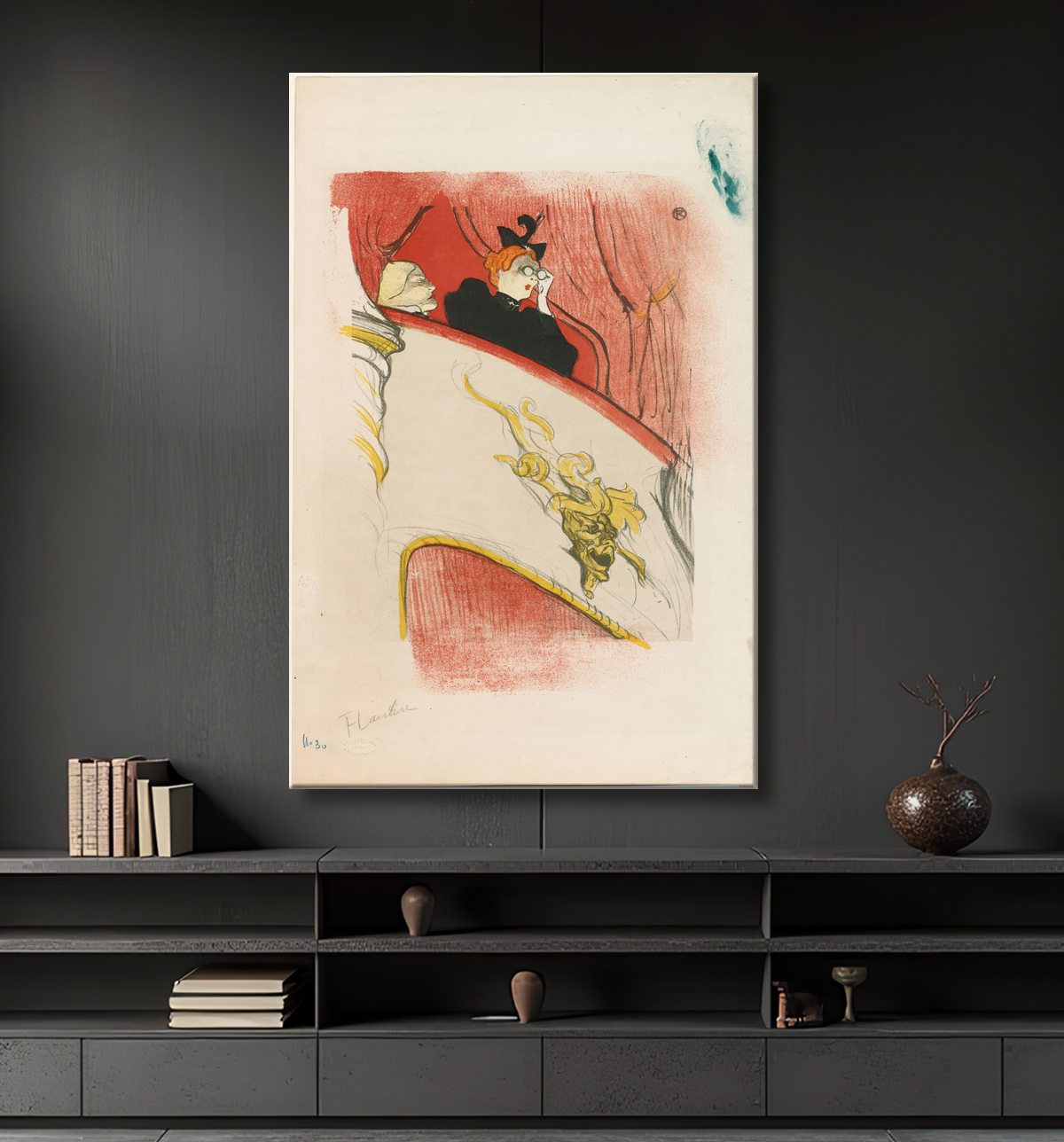 Reproduction La Loge au Masque Doré de Henri de Toulouse-Lautrec avec decor