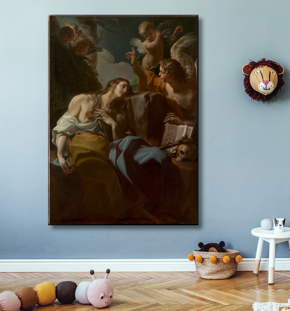 Reproduction La Madeleine pénitente de Corrado Giaquinto avec decor
