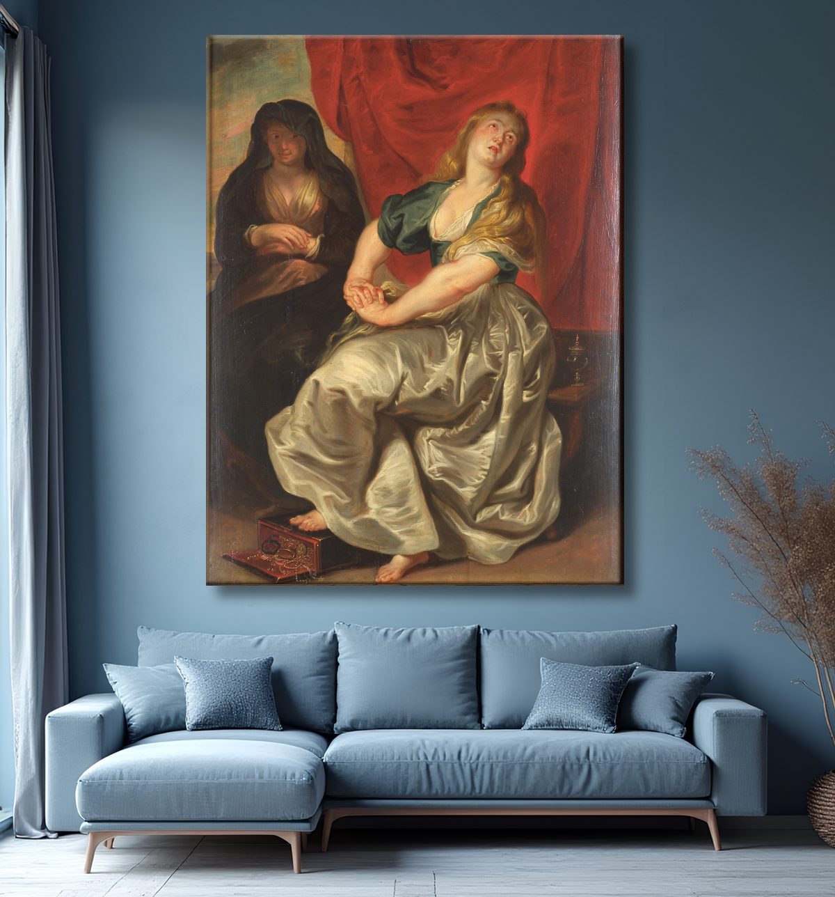 Reproduction La Madeleine repentante de Ubekendt - efter Peter Paul Rubens avec decor