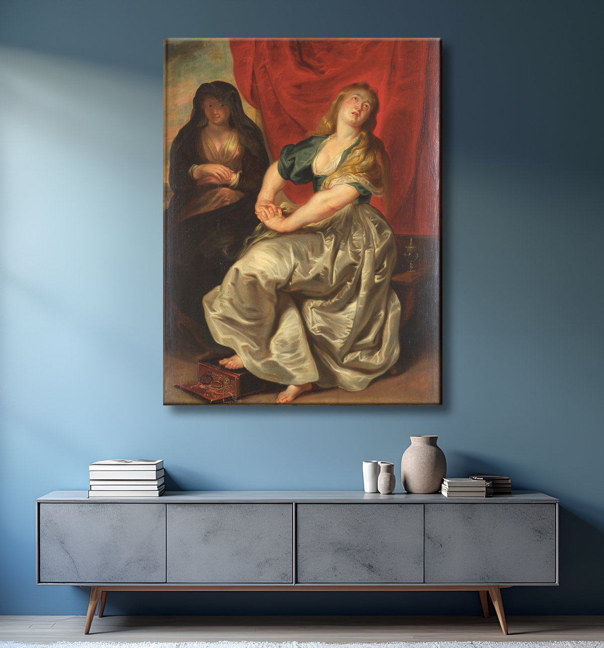 Reproduction La Madeleine repentante de Ubekendt - efter Peter Paul Rubens avec decor