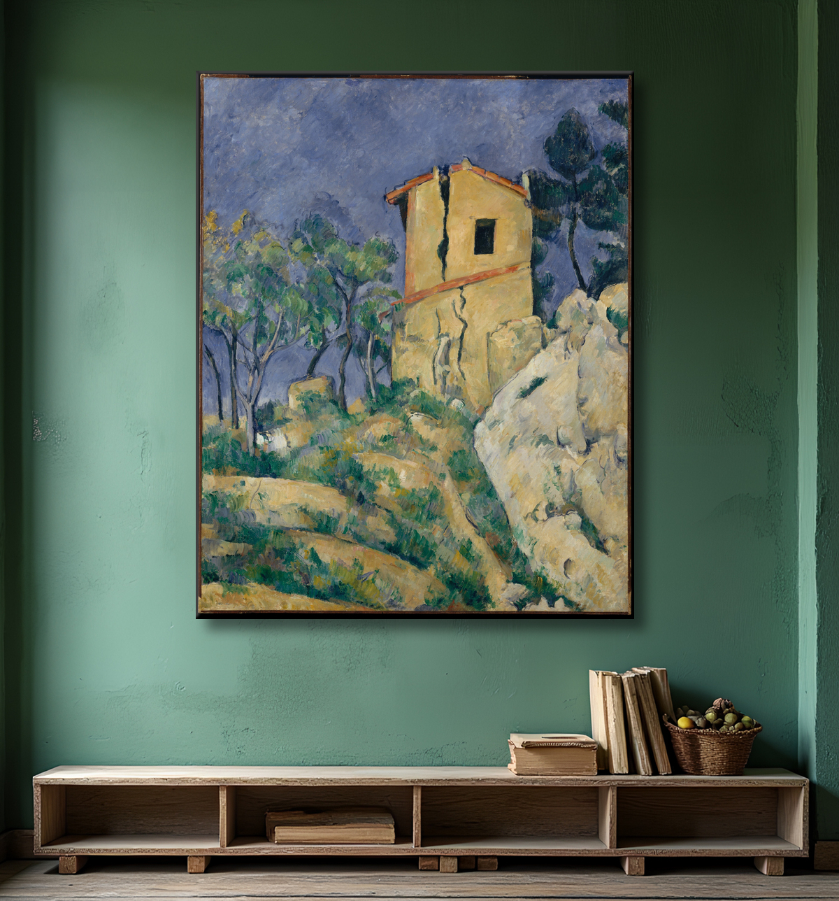 Reproduction La maison aux murs fêlés de Paul Cézanne avec decor