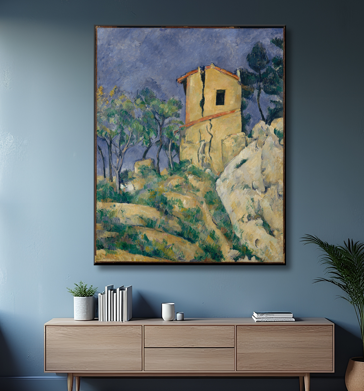 Reproduction La maison aux murs fêlés de Paul Cézanne avec decor