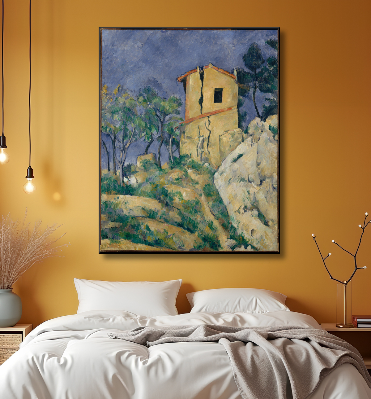 Reproduction La maison aux murs fêlés de Paul Cézanne avec decor