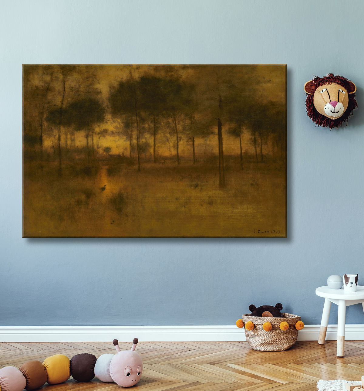 Reproduction La maison du héron de George Inness avec decor