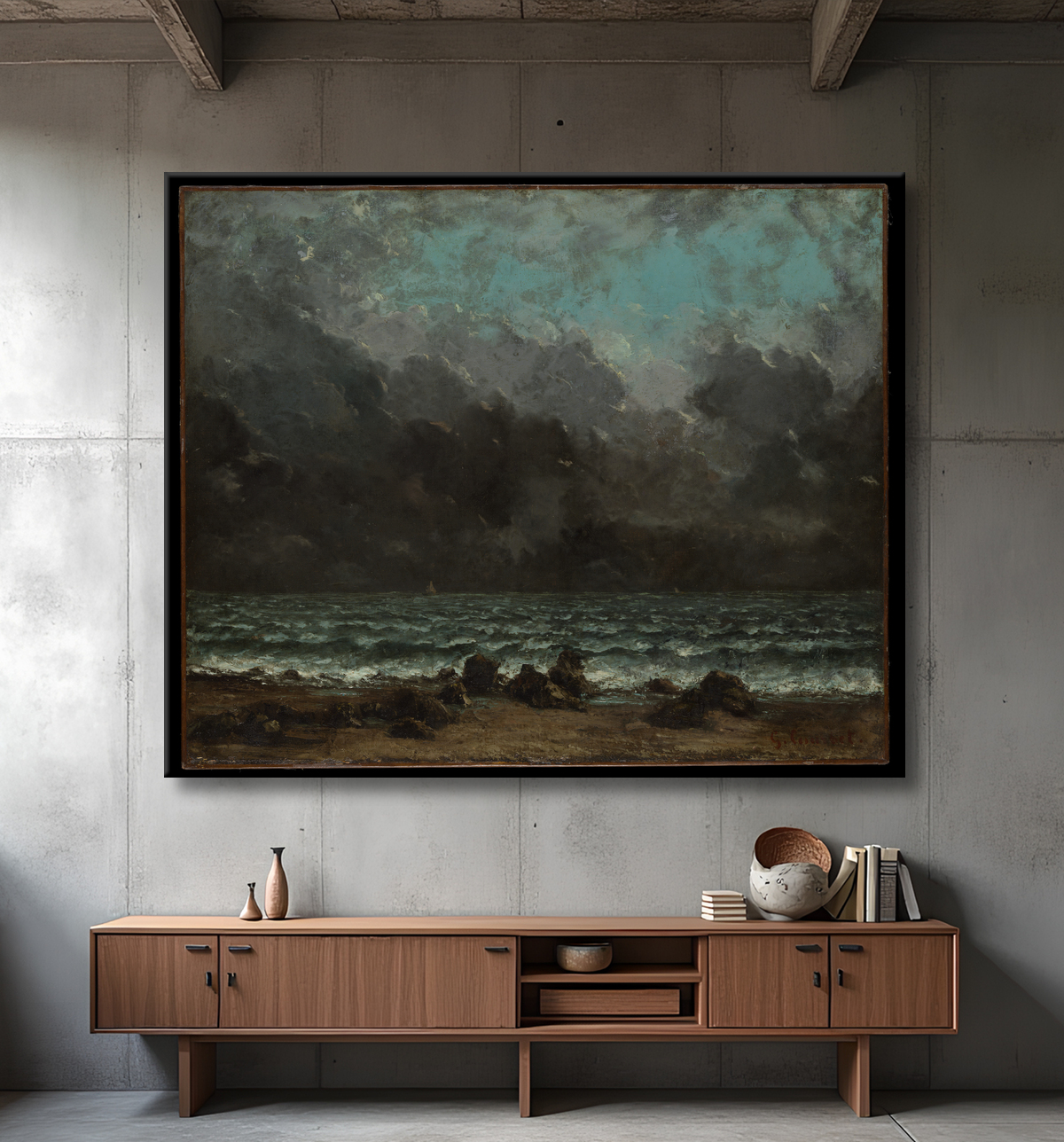 Reproduction La mer de Gustave Courbet avec decor