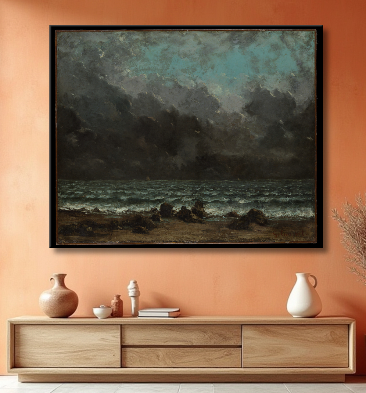 Reproduction La mer de Gustave Courbet avec decor