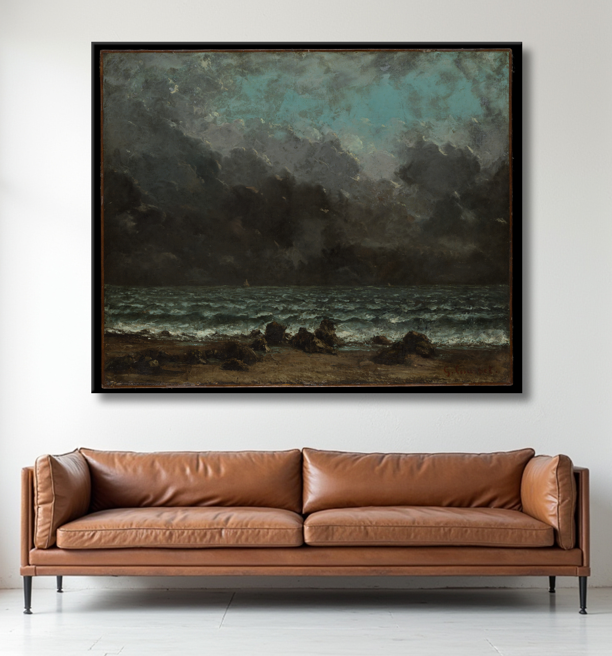 Reproduction La mer de Gustave Courbet avec decor