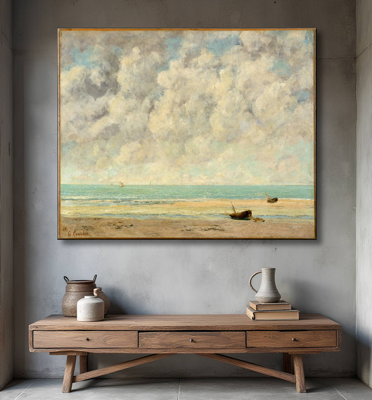 Reproduction La mer calme de Gustave Courbet avec decor