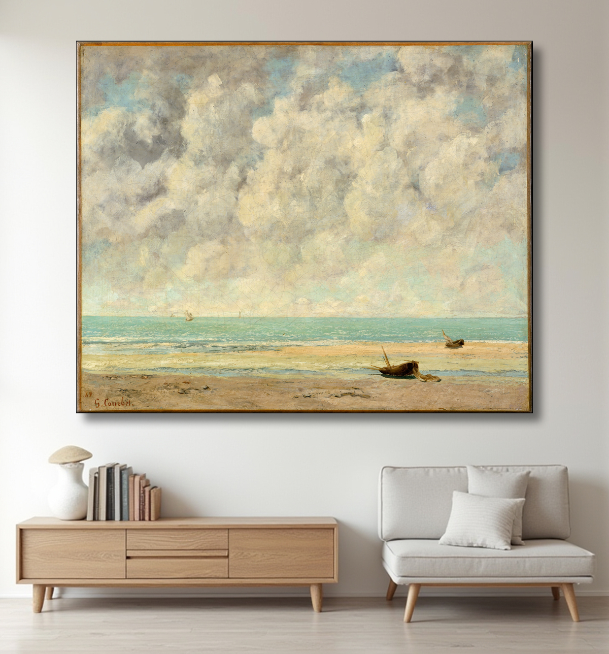 Reproduction La mer calme de Gustave Courbet avec decor