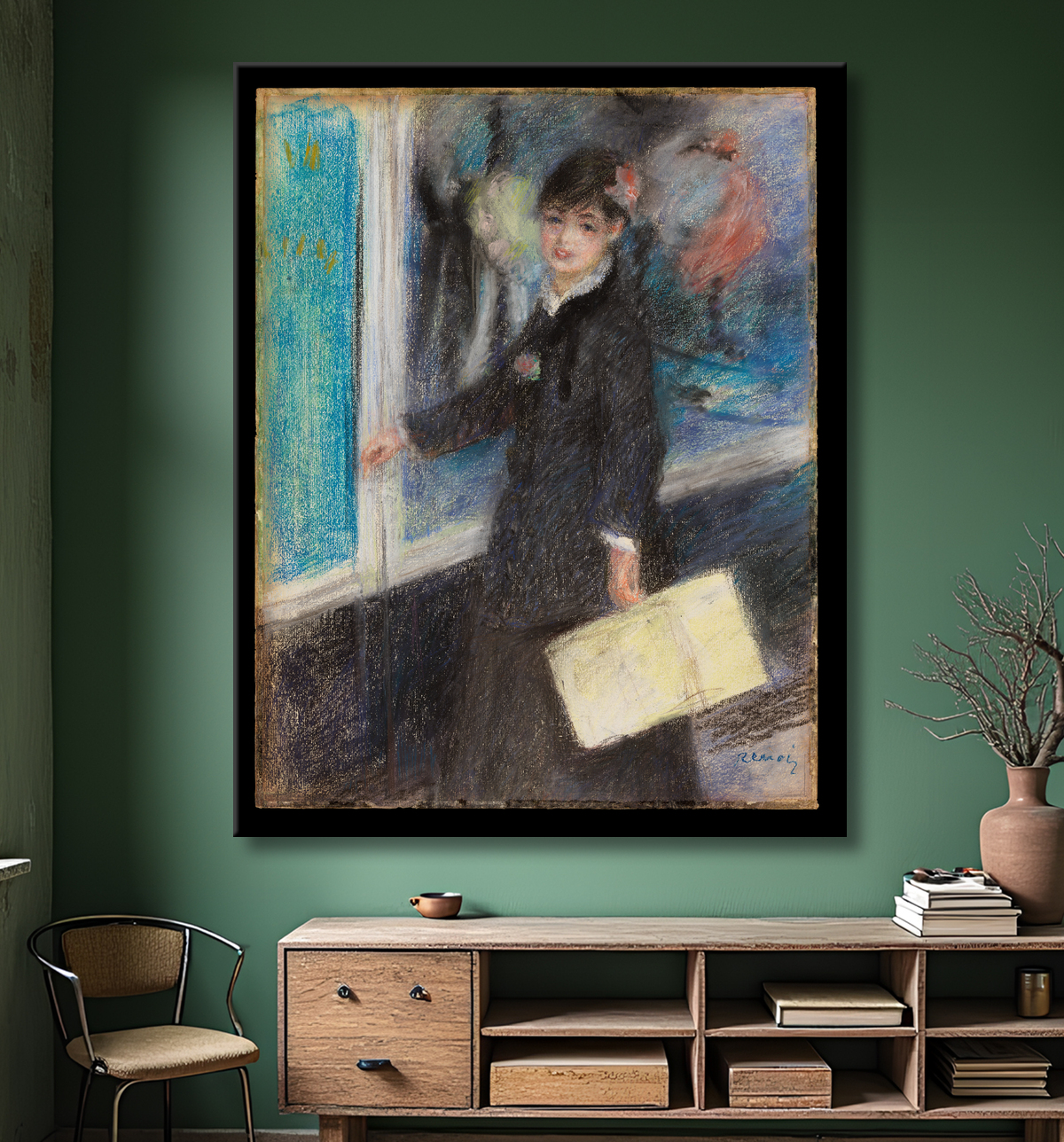 Reproduction La modiste de Auguste Renoir avec decor