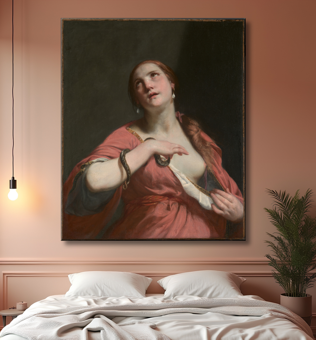Reproduction La mort de Cléopâtre de Guido Cagnacci avec decor