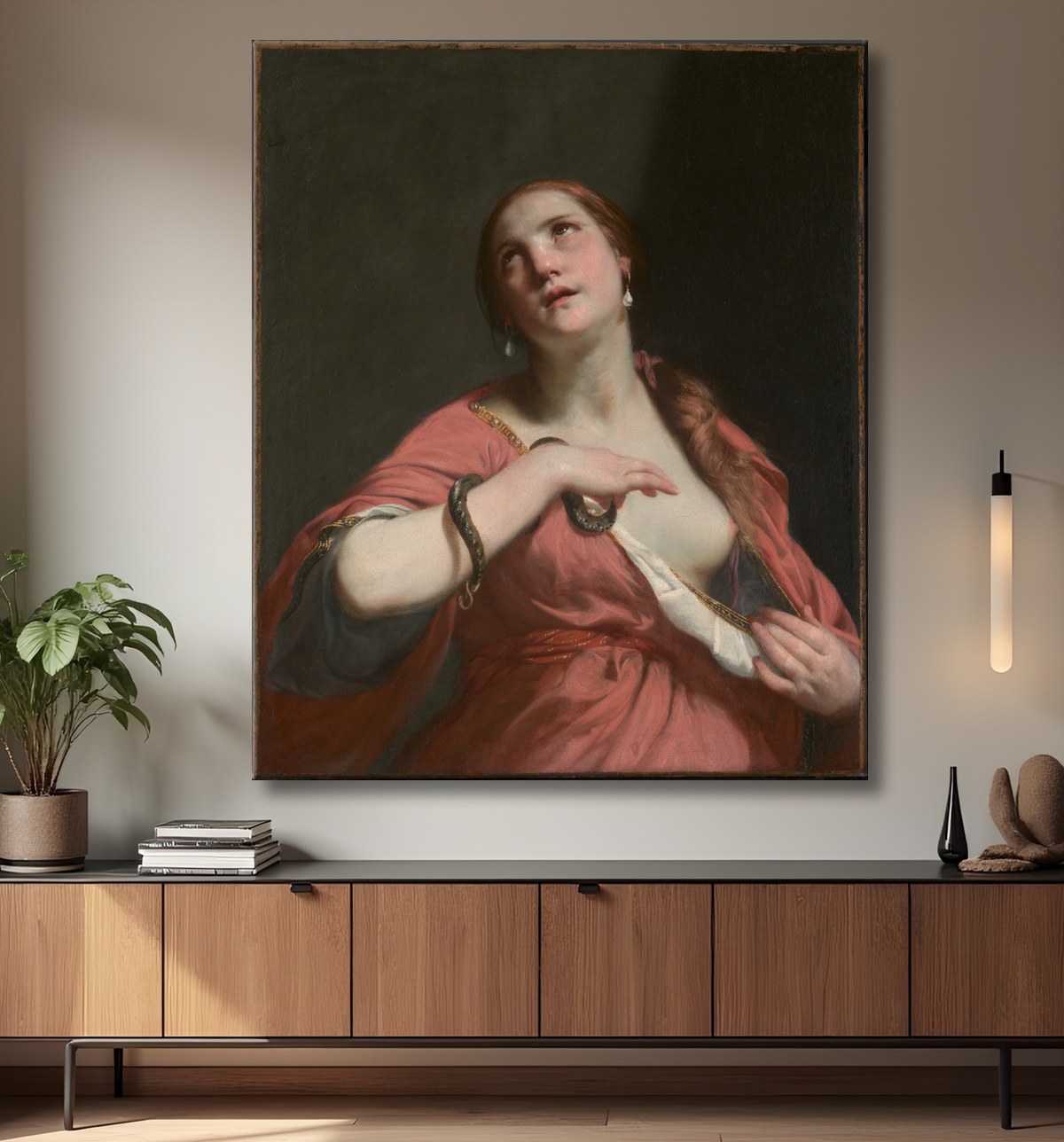 Reproduction La mort de Cléopâtre de Guido Cagnacci avec decor