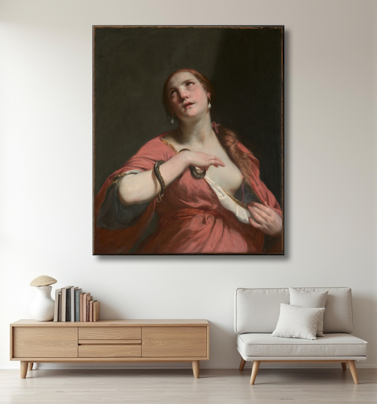 Reproduction La mort de Cléopâtre de Guido Cagnacci avec decor