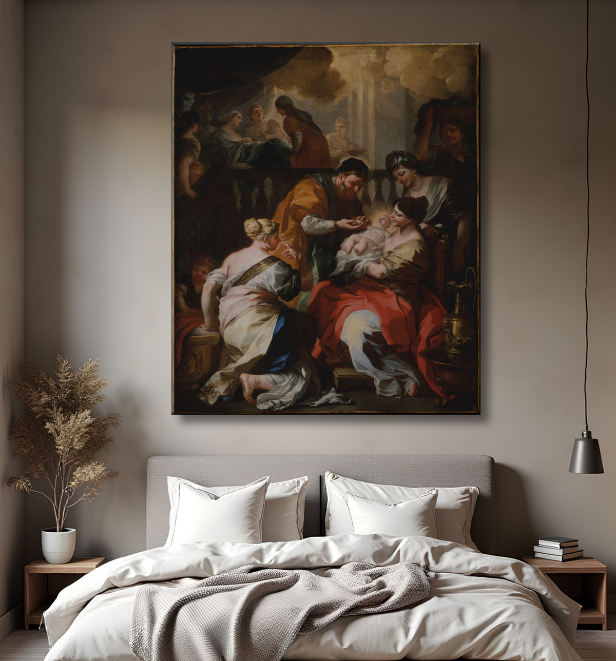 Reproduction La Naissance de la Vierge de Francesco Solimena avec decor