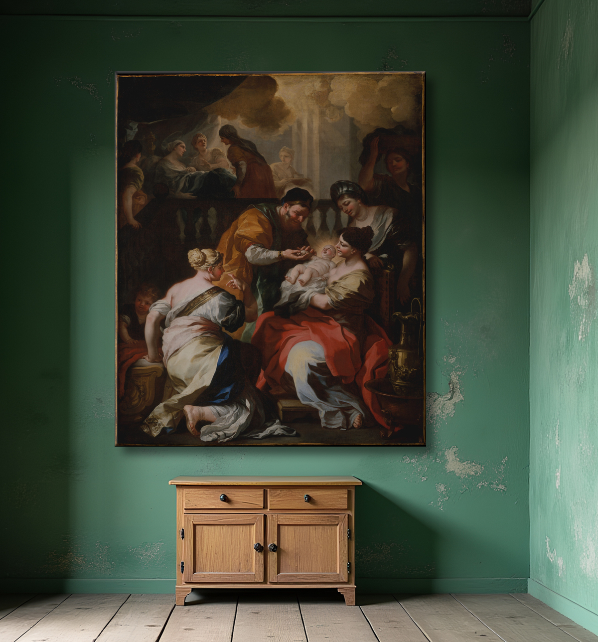 Reproduction La Naissance de la Vierge de Francesco Solimena avec decor