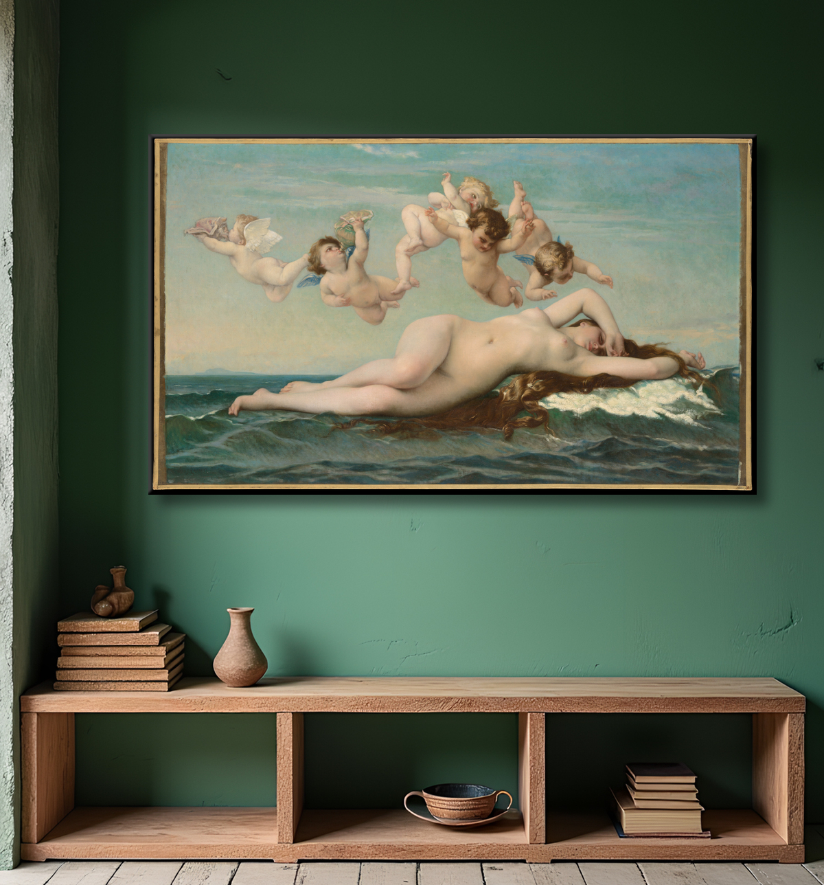 Reproduction La naissance de Vénus de Alexandre Cabanel avec decor