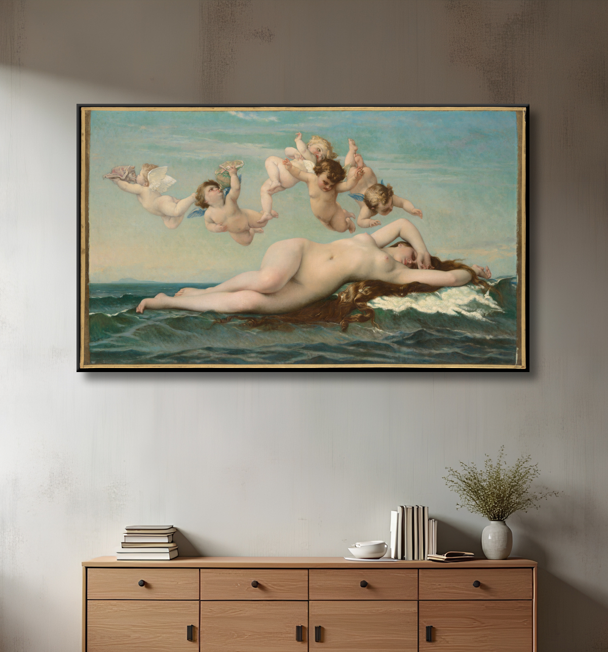 Reproduction La naissance de Vénus de Alexandre Cabanel avec decor