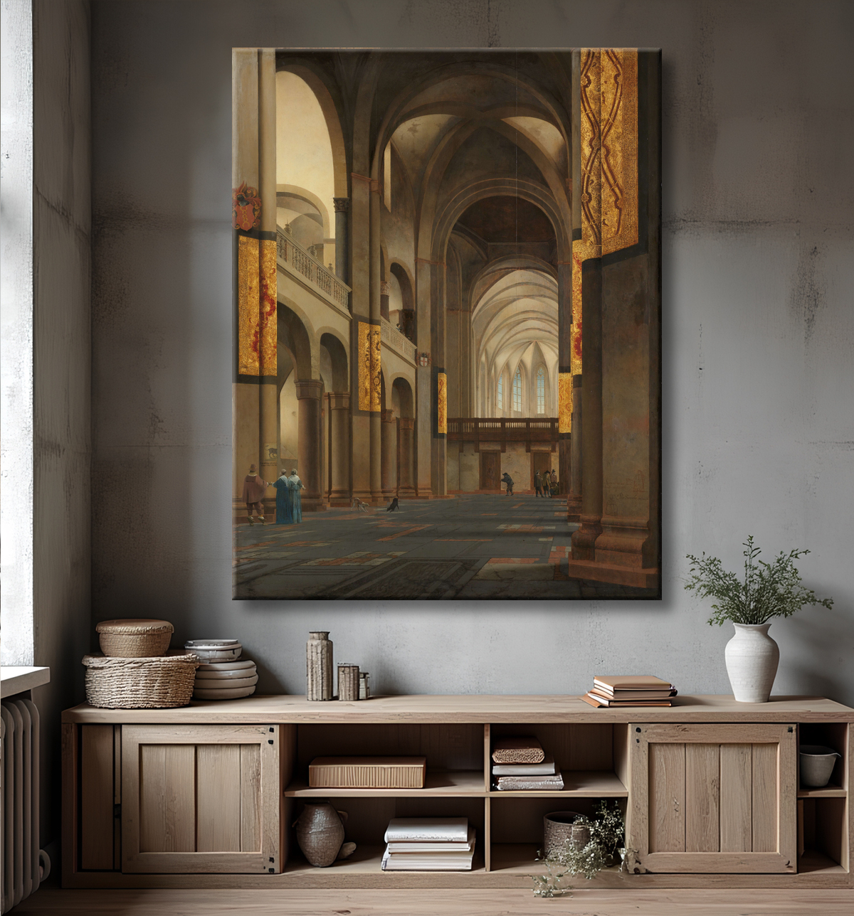 Reproduction La Nef et le Chœur de la Mariakerk à Utrecht de Pieter Jansz Saenredam avec decor