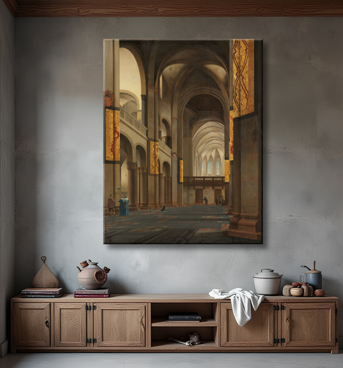 Reproduction La Nef et le Chœur de la Mariakerk à Utrecht de Pieter Jansz Saenredam avec decor