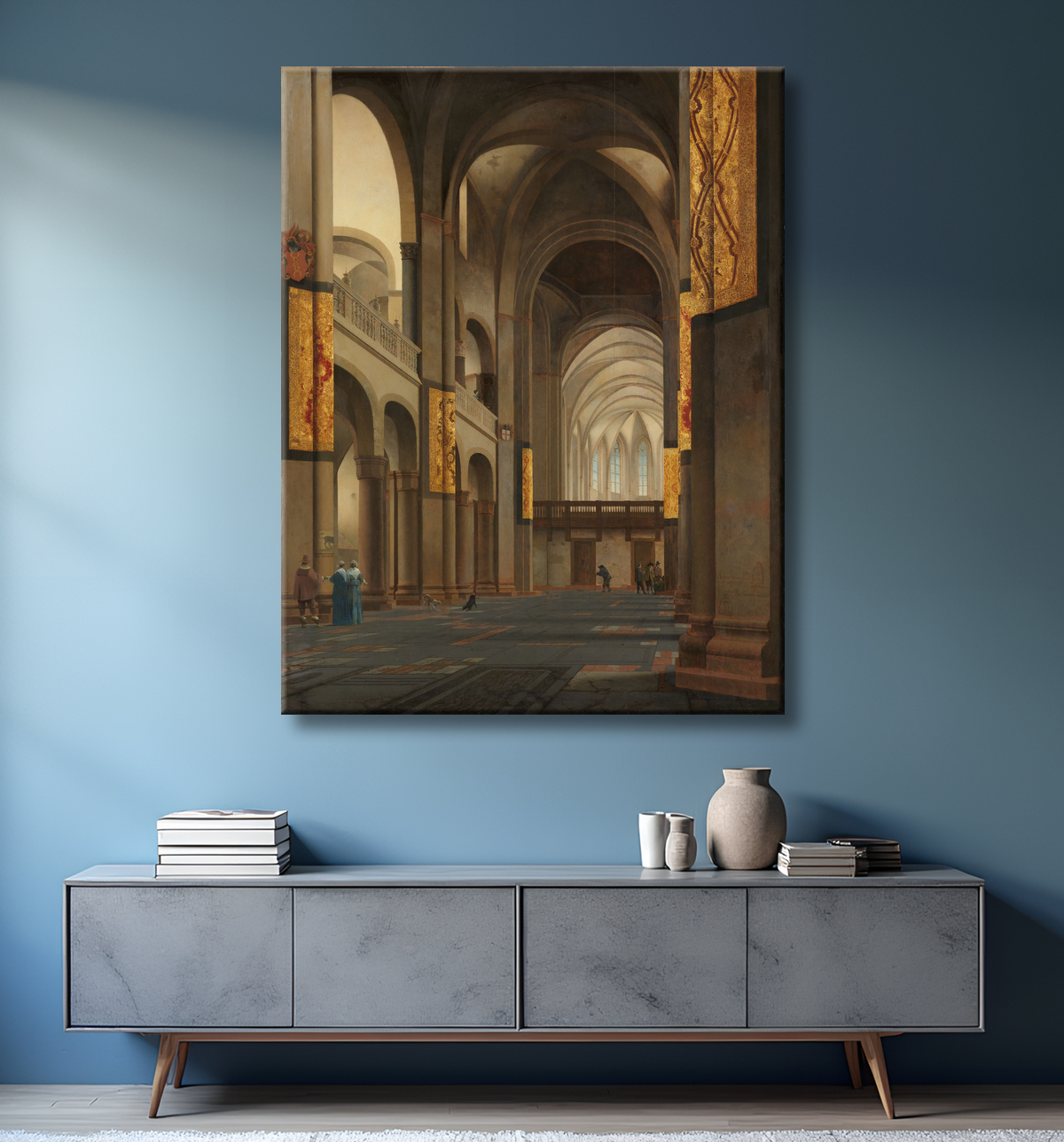 Reproduction La Nef et le Chœur de la Mariakerk à Utrecht de Pieter Jansz Saenredam avec decor