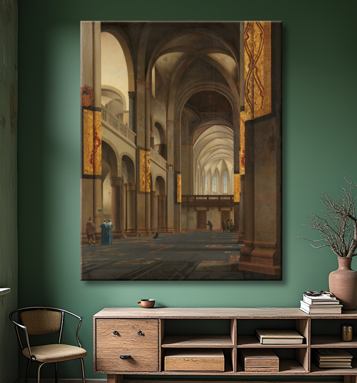 Reproduction La Nef et le Chœur de la Mariakerk à Utrecht de Pieter Jansz Saenredam avec decor