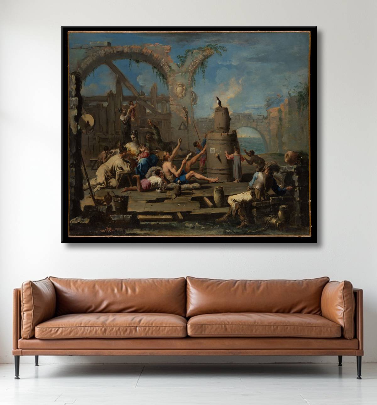 Reproduction La pie apprivoisée de Alessandro Magnasco avec decor