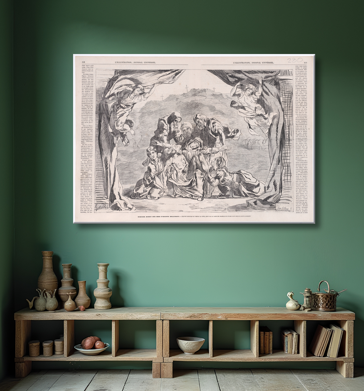 Reproduction La Pietà, de "L'Illustration" de Eugène Delacroix avec decor