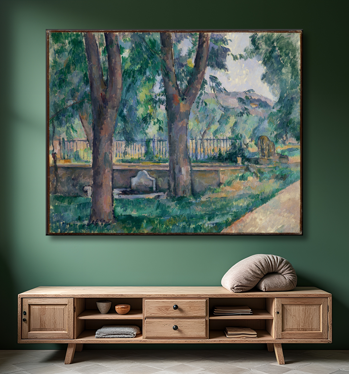 Reproduction La piscine du Jas de Bouffan de Paul Cézanne avec decor